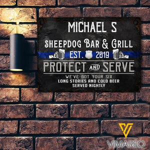 PERSONALIZED SHEEPDOG BAR & GRILL PRINTED METAL SIGN JUE-MA28