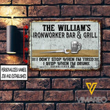PERSONALIZED IRONWORKER BAR & GRILL PRINTED METAL SIGN JUE-LN28