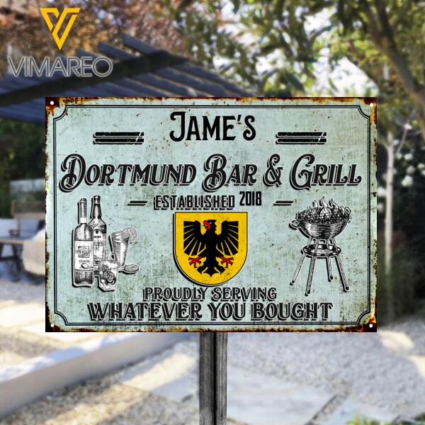 PERSONALIZED DORTMUND BAR & GRILL PRINTED METAL SIGN JUE-DT28