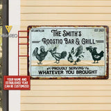 PERSONALIZED ROOSTIO BAR & GRILL PRINTED METAL SIGN JUE-QH29
