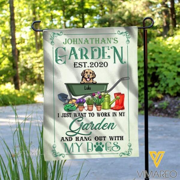 I just want to work in my garden and hang out with my dog personalized garden Flag