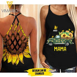 SUNFLOWER PERSONALIZED CRISS-CROSS OPEN BACK CAMISOLE TANK TOP