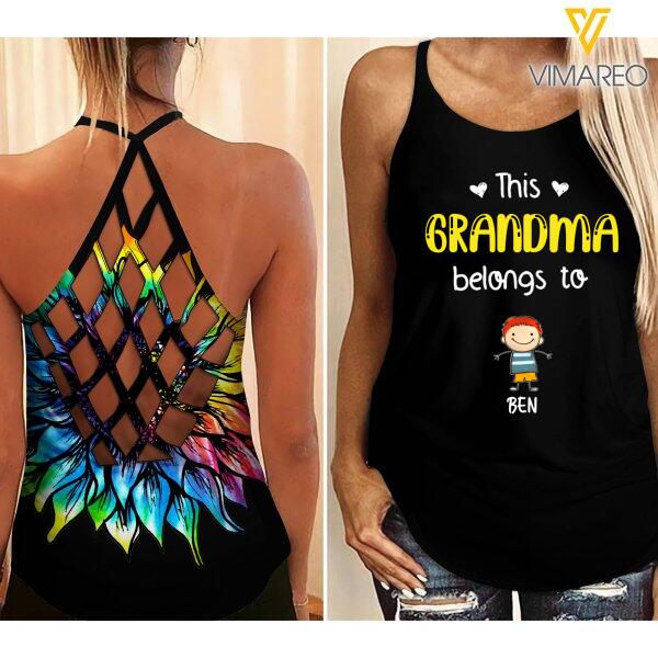 BELONG TO FAMILY PERSONALIZED CRISS-CROSS OPEN BACK CAMISOLE TANK TOP