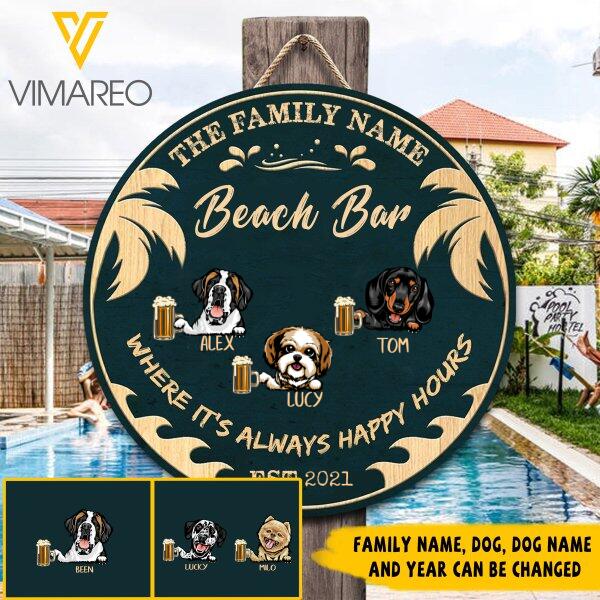CUSTOMIZED DOG BEACH BAR WOODEN WELCOME DOOR SIGN