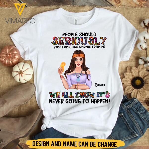 Customized Hippie Girl Tshirt Printed