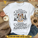 PERSONALIZED AUGUST CAMPING GIRL TSHIRT TNMA3007