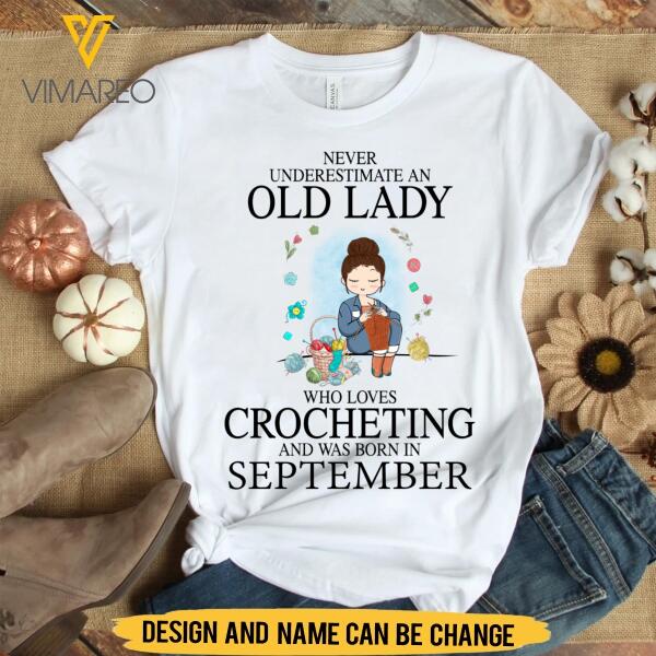 PERSONALIZED SEPTEMBER CROCHETING GIRL TSHIRT TNTN0208