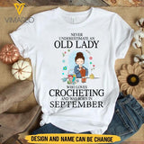 PERSONALIZED SEPTEMBER CROCHETING GIRL TSHIRT TNTN0208