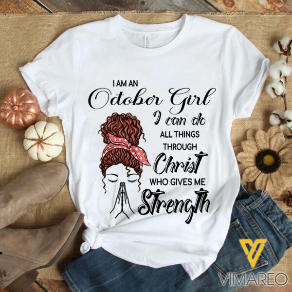 Personalized October Girl Tshirt Printed AUG-MD02