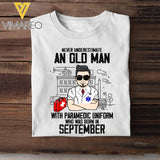 PERSONALIZED SEPTEMBER PARAMEDIC MAN BLACK TSHIRT TNDT0408
