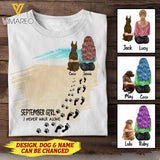 CUSTOMIZED OCTOBER GIRL AND DOG I NEVER WALK ALONE TSHIRT FOR WOMEN