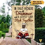PERSONALIZED DRUMMER WITH A LOVELY LADY FLAG GARDEN TNTN1308