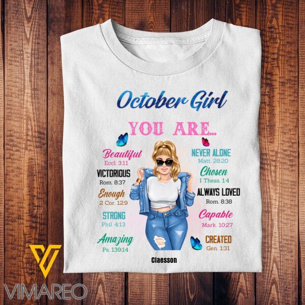 Personalized October Girl Tshirt Printed NEY1908T
