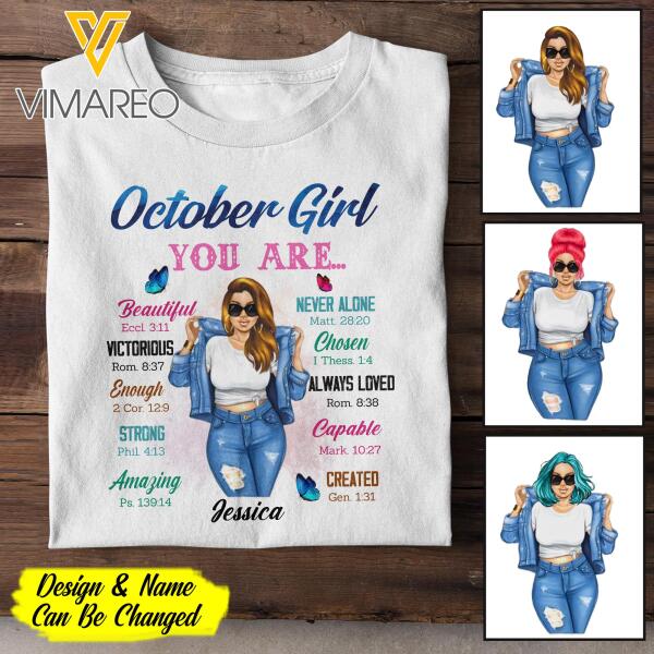 Personalized October Girl Tshirt Printed NEY1908T