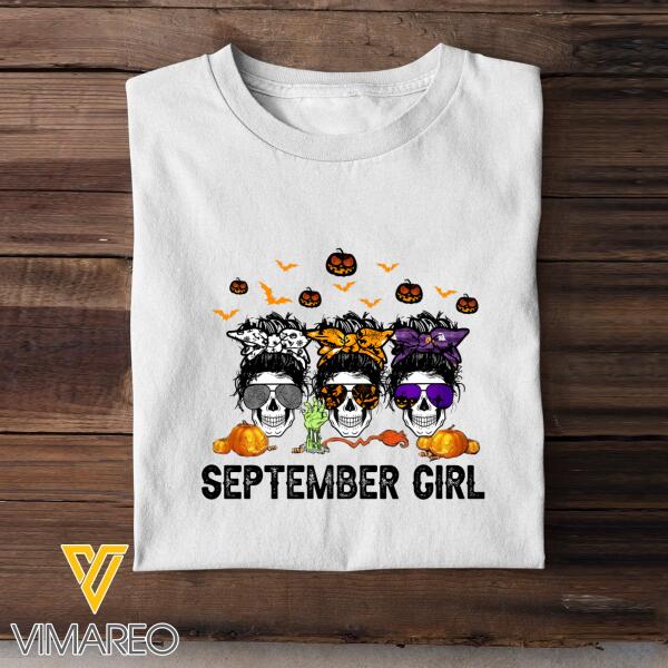 SEPTEMBER GIRL HAPPY HALLOWEEN TSHIRT NEY89