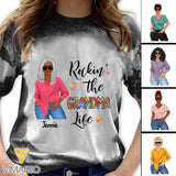 PERSONALIZED ROCKING THE GRANDMA LIFE BLEACHED TSHIRT TNTN2209