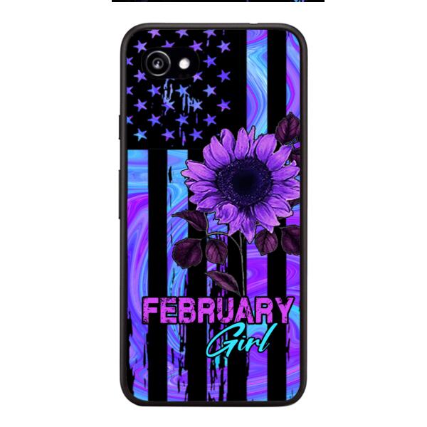 GIRL WITH CUSTOMIZED BIRTHMONRH TIE DYE SUNFLOWER PHONECASE