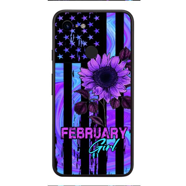 GIRL WITH CUSTOMIZED BIRTHMONRH TIE DYE SUNFLOWER PHONECASE