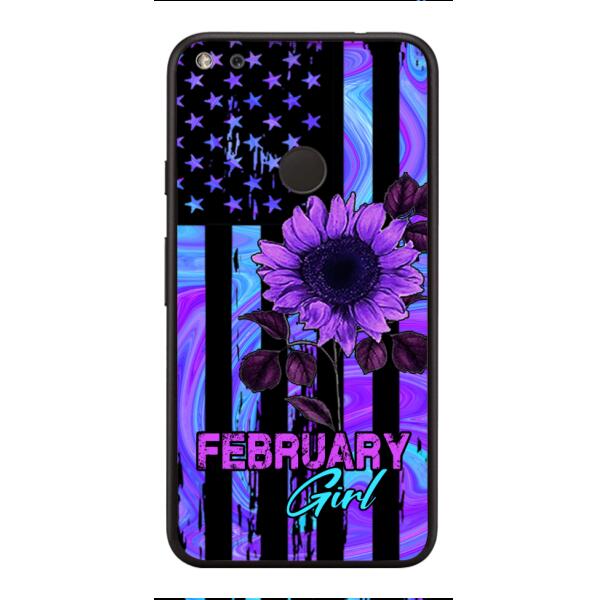 GIRL WITH CUSTOMIZED BIRTHMONRH TIE DYE SUNFLOWER PHONECASE