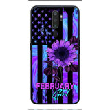 GIRL WITH CUSTOMIZED BIRTHMONRH TIE DYE SUNFLOWER PHONECASE