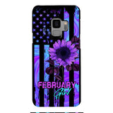 GIRL WITH CUSTOMIZED BIRTHMONRH TIE DYE SUNFLOWER PHONECASE