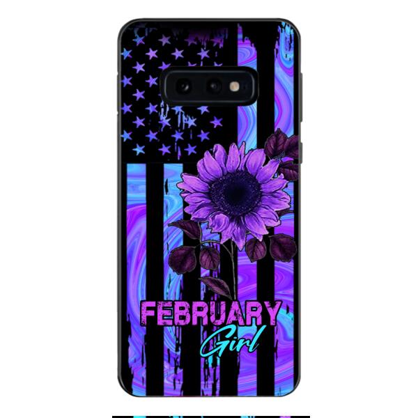 GIRL WITH CUSTOMIZED BIRTHMONRH TIE DYE SUNFLOWER PHONECASE