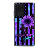 GIRL WITH CUSTOMIZED BIRTHMONRH TIE DYE SUNFLOWER PHONECASE