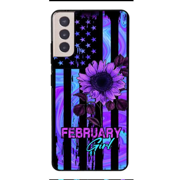 GIRL WITH CUSTOMIZED BIRTHMONRH TIE DYE SUNFLOWER PHONECASE
