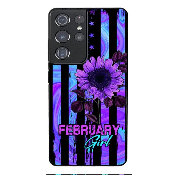 GIRL WITH CUSTOMIZED BIRTHMONRH TIE DYE SUNFLOWER PHONECASE