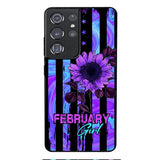GIRL WITH CUSTOMIZED BIRTHMONRH TIE DYE SUNFLOWER PHONECASE