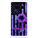 GIRL WITH CUSTOMIZED BIRTHMONRH TIE DYE SUNFLOWER PHONECASE