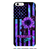 GIRL WITH CUSTOMIZED BIRTHMONRH TIE DYE SUNFLOWER PHONECASE