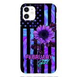 GIRL WITH CUSTOMIZED BIRTHMONRH TIE DYE SUNFLOWER PHONECASE
