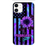 GIRL WITH CUSTOMIZED BIRTHMONRH TIE DYE SUNFLOWER PHONECASE