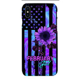 GIRL WITH CUSTOMIZED BIRTHMONRH TIE DYE SUNFLOWER PHONECASE