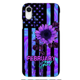 GIRL WITH CUSTOMIZED BIRTHMONRH TIE DYE SUNFLOWER PHONECASE