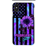 GIRL WITH CUSTOMIZED BIRTHMONRH TIE DYE SUNFLOWER PHONECASE