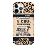 Personalized Never Underestimate A Girl Who Is Covered By The Blood Of Jesus And Was Born In November Phone Case OCT-DT11