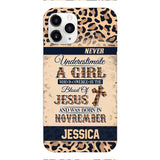 Personalized Never Underestimate A Girl Who Is Covered By The Blood Of Jesus And Was Born In November Phone Case OCT-DT11