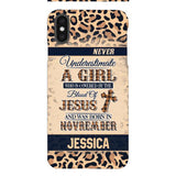 Personalized Never Underestimate A Girl Who Is Covered By The Blood Of Jesus And Was Born In November Phone Case OCT-DT11