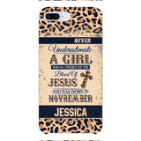 Personalized Never Underestimate A Girl Who Is Covered By The Blood Of Jesus And Was Born In November Phone Case OCT-DT11