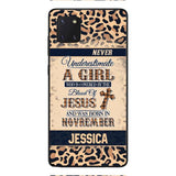 Personalized Never Underestimate A Girl Who Is Covered By The Blood Of Jesus And Was Born In November Phone Case OCT-DT11