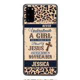 Personalized Never Underestimate A Girl Who Is Covered By The Blood Of Jesus And Was Born In November Phone Case OCT-DT11