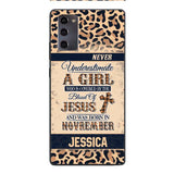 Personalized Never Underestimate A Girl Who Is Covered By The Blood Of Jesus And Was Born In November Phone Case OCT-DT11