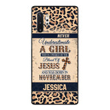 Personalized Never Underestimate A Girl Who Is Covered By The Blood Of Jesus And Was Born In November Phone Case OCT-DT11
