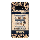 Personalized Never Underestimate A Girl Who Is Covered By The Blood Of Jesus And Was Born In November Phone Case OCT-DT11