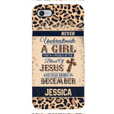 Personalized Never Underestimate A Girl Who Is Covered By The Blood Of Jesus And Was Born In December Phone Case OCT-DT11