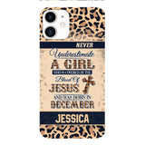 Personalized Never Underestimate A Girl Who Is Covered By The Blood Of Jesus And Was Born In December Phone Case OCT-DT11