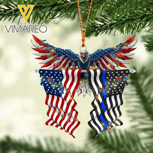PERSONALIZED U.S THIN BLUE LINE HANGING ORNAMENT CHRISTMAS OCT-DT15