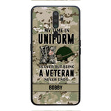 PERSONALIZED MY TIME IN UNIFORM IS OVER BUT BEING A VETERAN NEVER ENDS PHONECASE TNTN2110